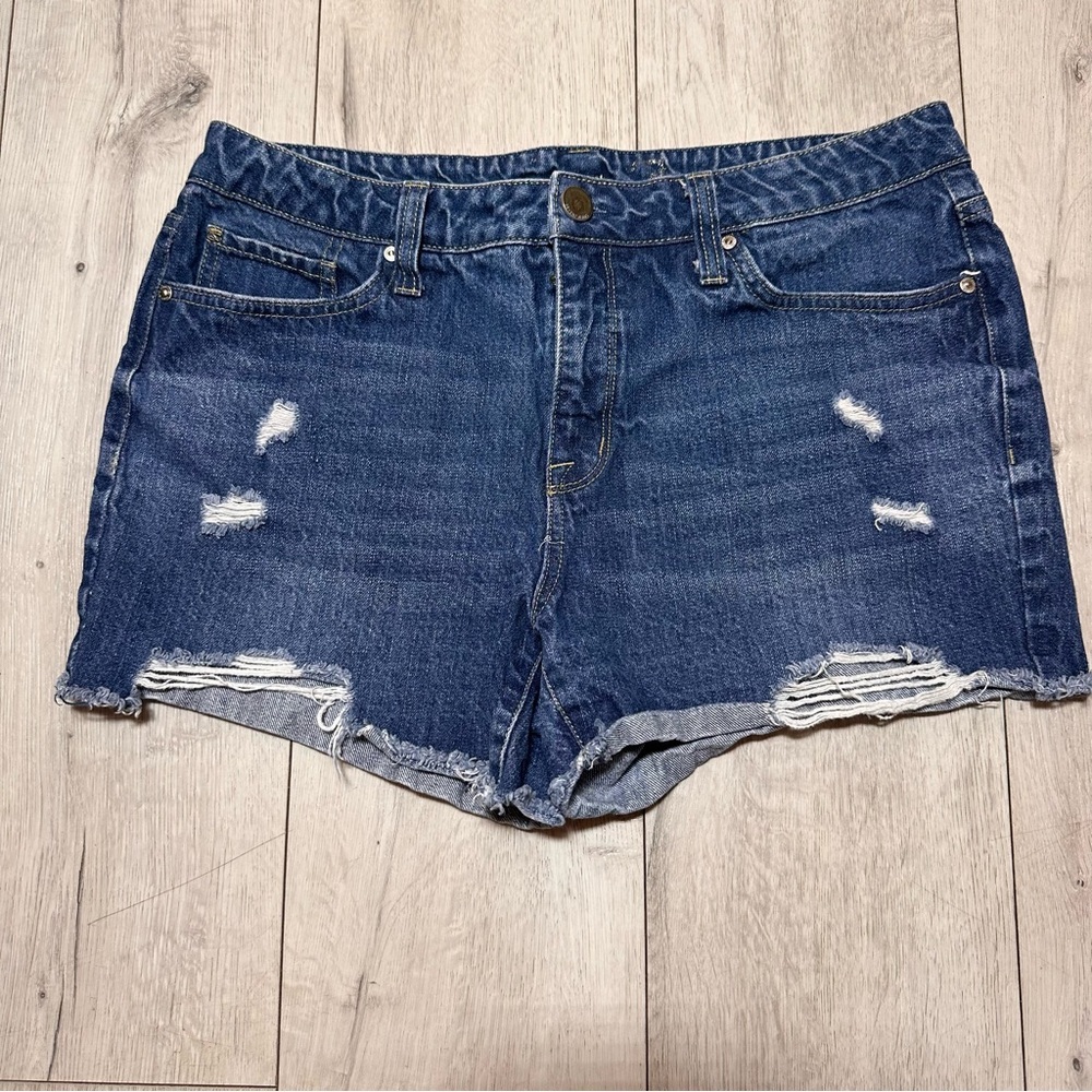 Seven7 Blue Distressed Ripped Weekend Jean Shorts